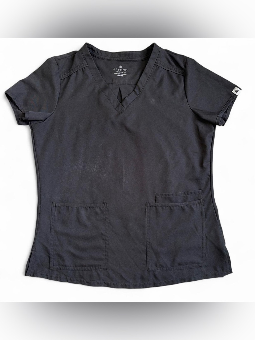Women's Black V-Neck Medical Scrub Top